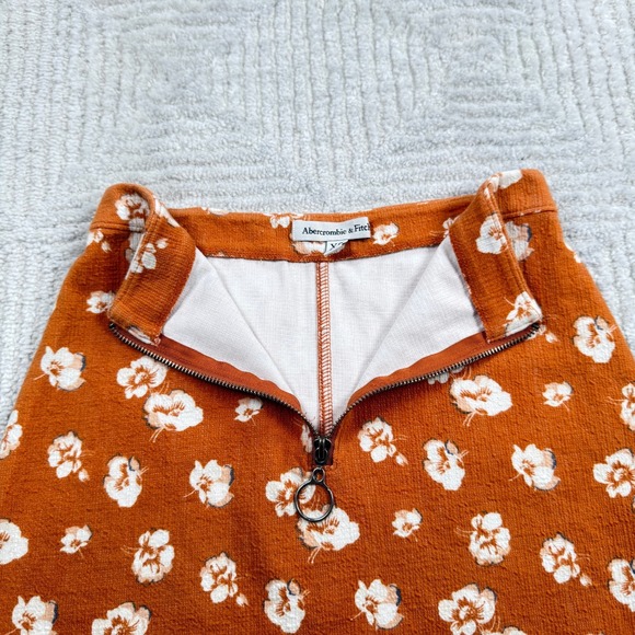 Abercrombie & Fitch Floral Mini Skirt Women's XS Orange Boho Mod Cottagecore 60s - Picture 5 of 10